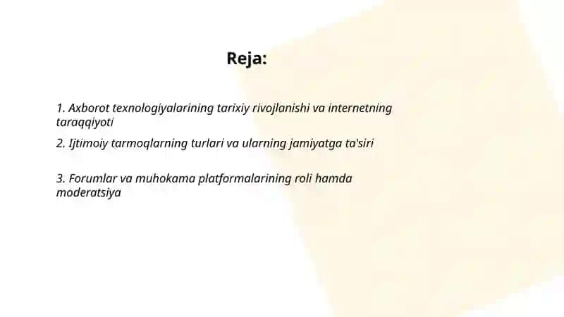 Media maydon va internet imkoniyatlari 2