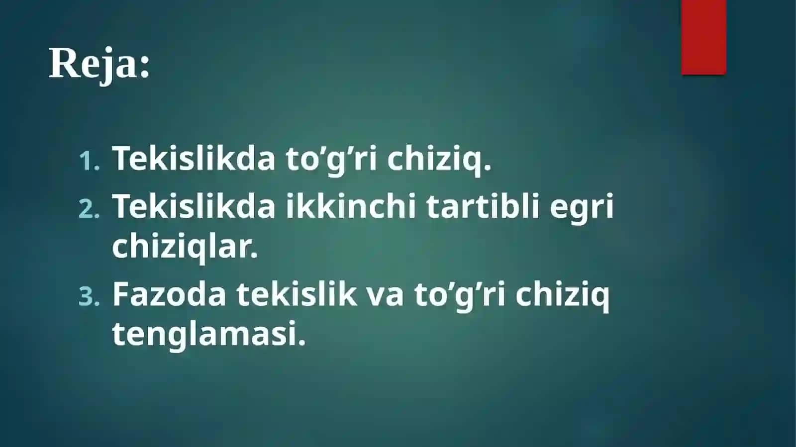 Fa`zoda Analitik Geometriya Elementlari 2