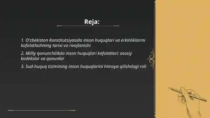 O'zbekistonda inson huquqlari va erkinliklari kafolatining yaratilishi 2