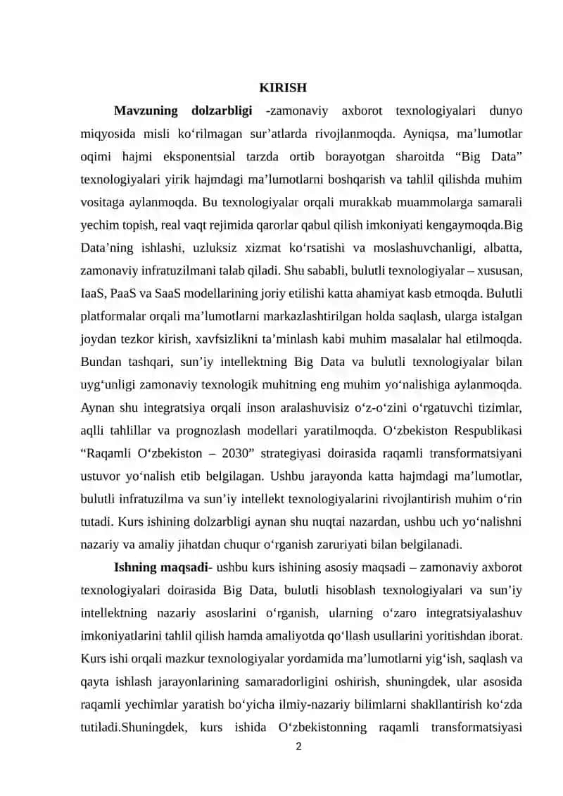 BIG DATA TEXNOLOGIYALARINING NAZARIY ASOSLARI VA ULARNING STRATEGIK AHAMIYATI 2