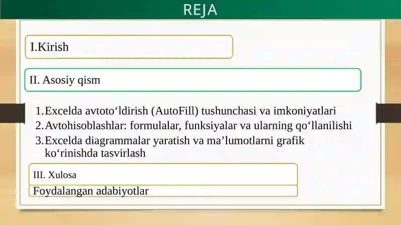Exceldasturida avtotoʻldirishlar va avtohisoblashlar 2