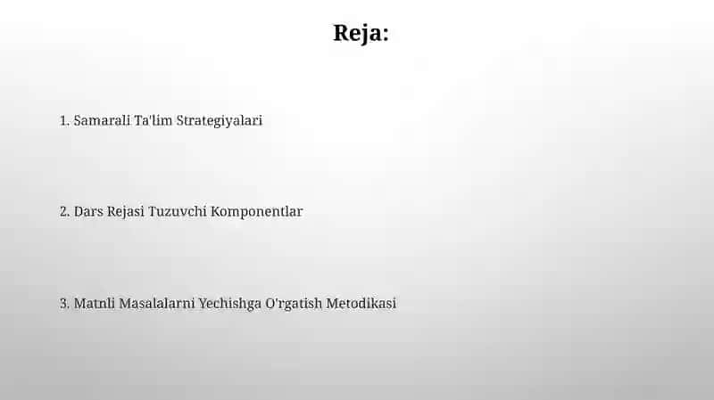 Matnli Masalalar yechishga O'rgatish Metodikasi 2