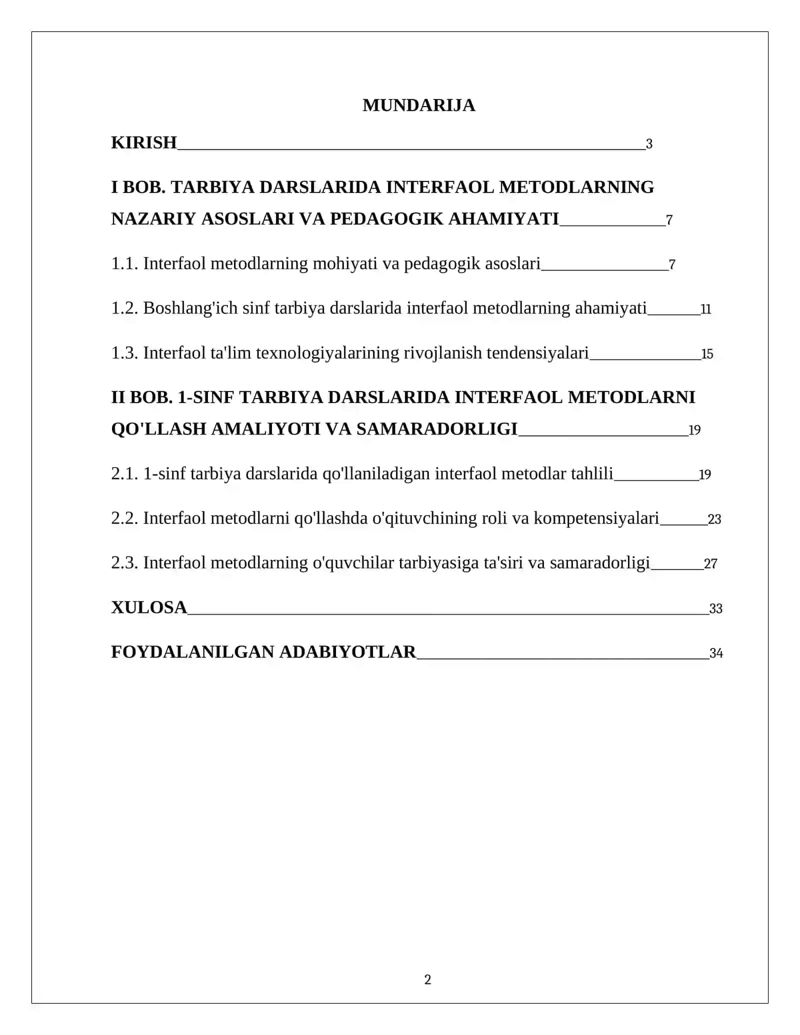 1-sinf tarbiya darslarini tashkil etishda interfaol metodlardan foydalanish 2