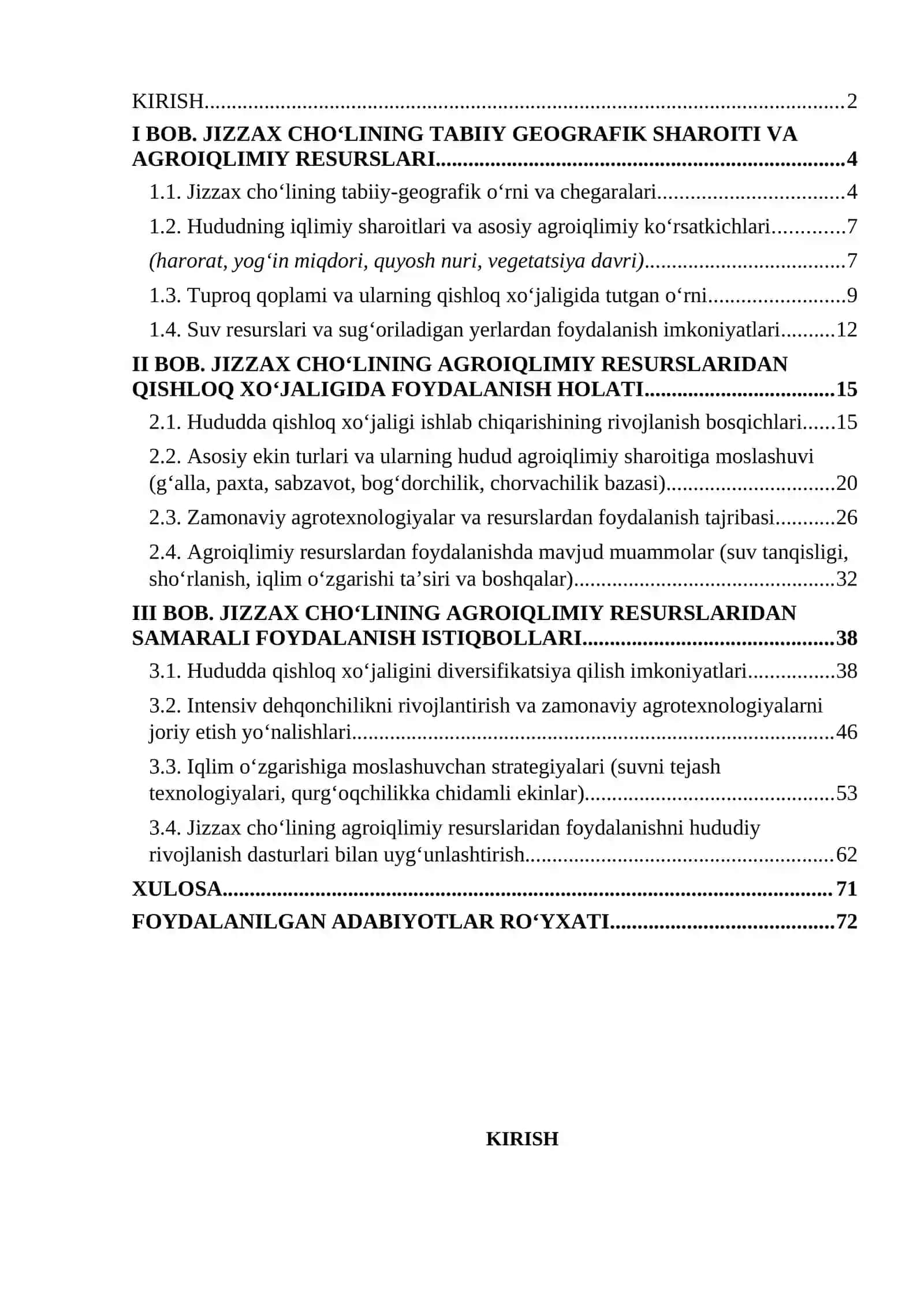 JIZZAX CHO‘LINING AGROIQLIMIY RESURSLARI VA ULARDAN QISHLOQ XO‘JALIGIDA SAMARALI FOYDALANISH ISTIQBOLLARI 2