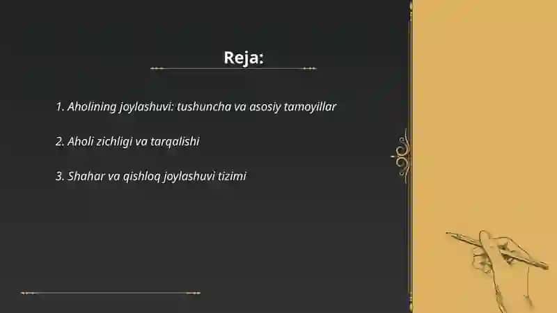 Aholining joylashuvi va urbanizatsiya 2