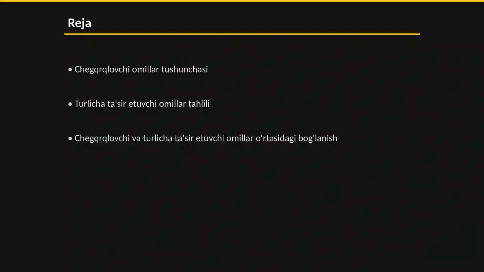 Chegqrqlovchi va turlicha ta'sir etuvchi omillar qoidasi 2