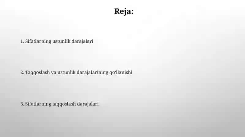 Sifatlarning ottirma darajalari 2