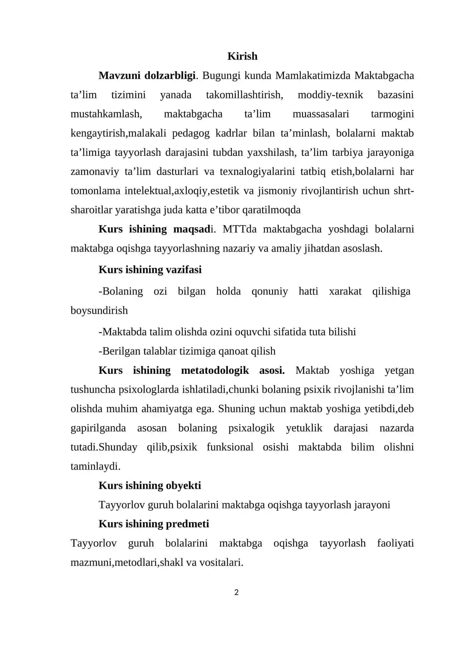 TAYYORLOV GURUHI BOLALARINI MAKTABGA O‘QISHGA TAYYORLASH 2