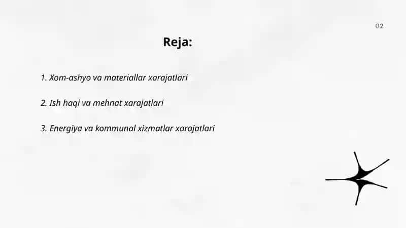 Xom-ashyo va materiallar xarajatlari 2