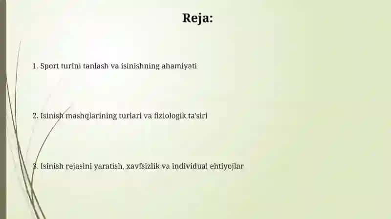 Tanlangans sport turini boshqarish mashqlari 2