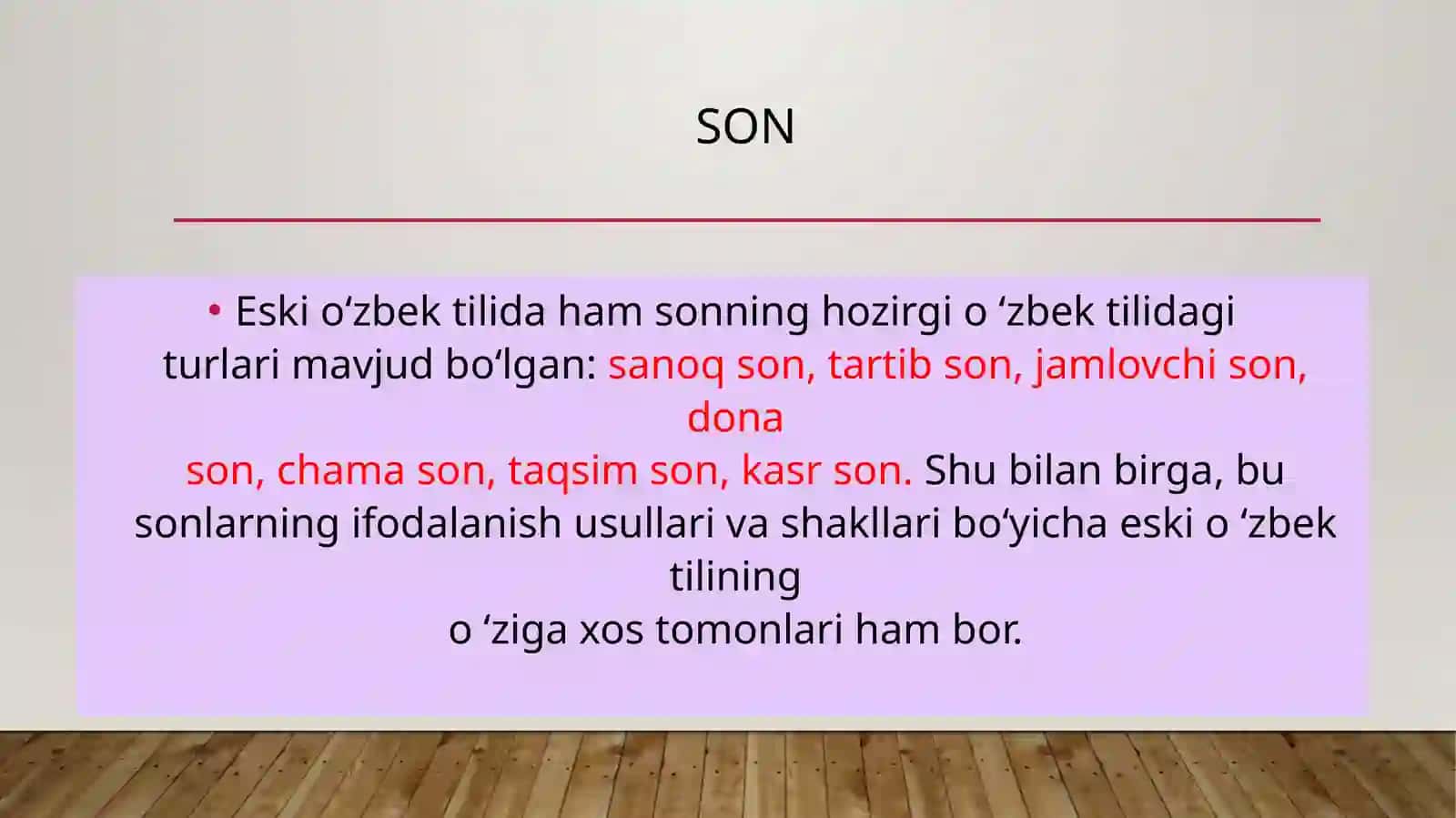 Eski o‘zbek tilida son so’z turkumi 2