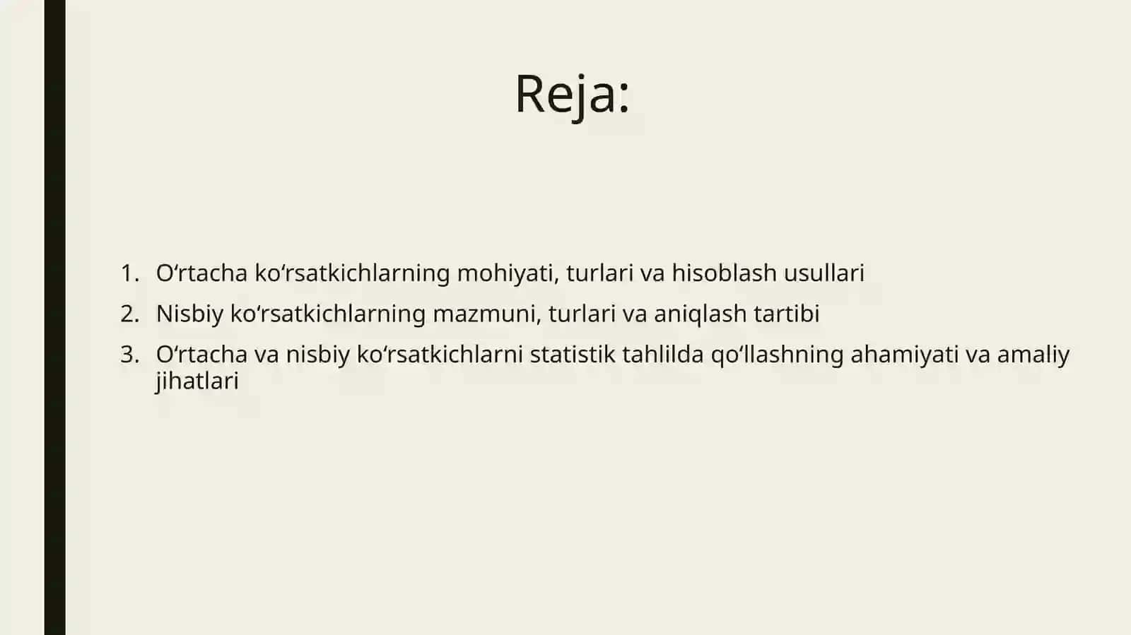 O‘rtacha va nisbiy ko‘rsatkichlarni hisoblash usuli hamda uni tahlilda qo‘llanilishi 2