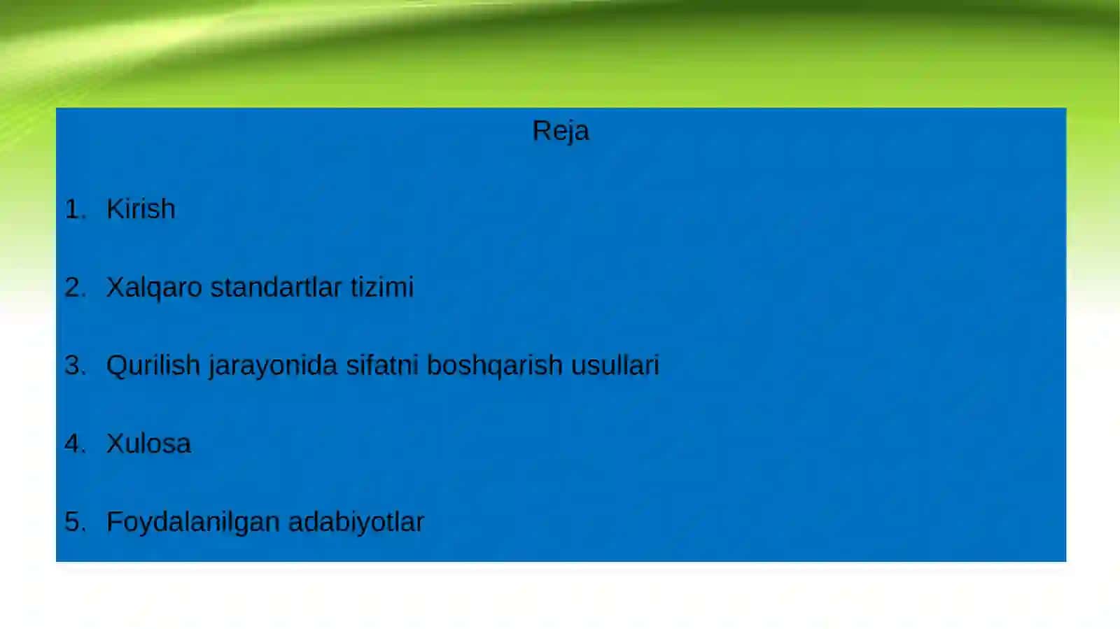 Qurilish sifatini boshqarish bo'yicha xalqaro standartlar 2