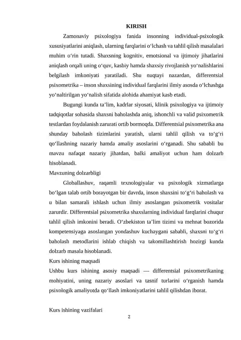 DIFFERENTIAL PSYCHOMETRIC CLASSIFICATION 2