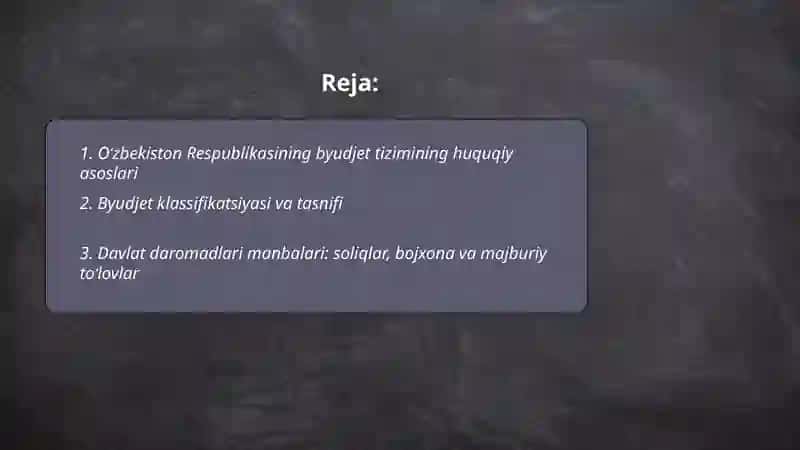 Oʻzbekiston Respubikasining Byudjet tizimi 2