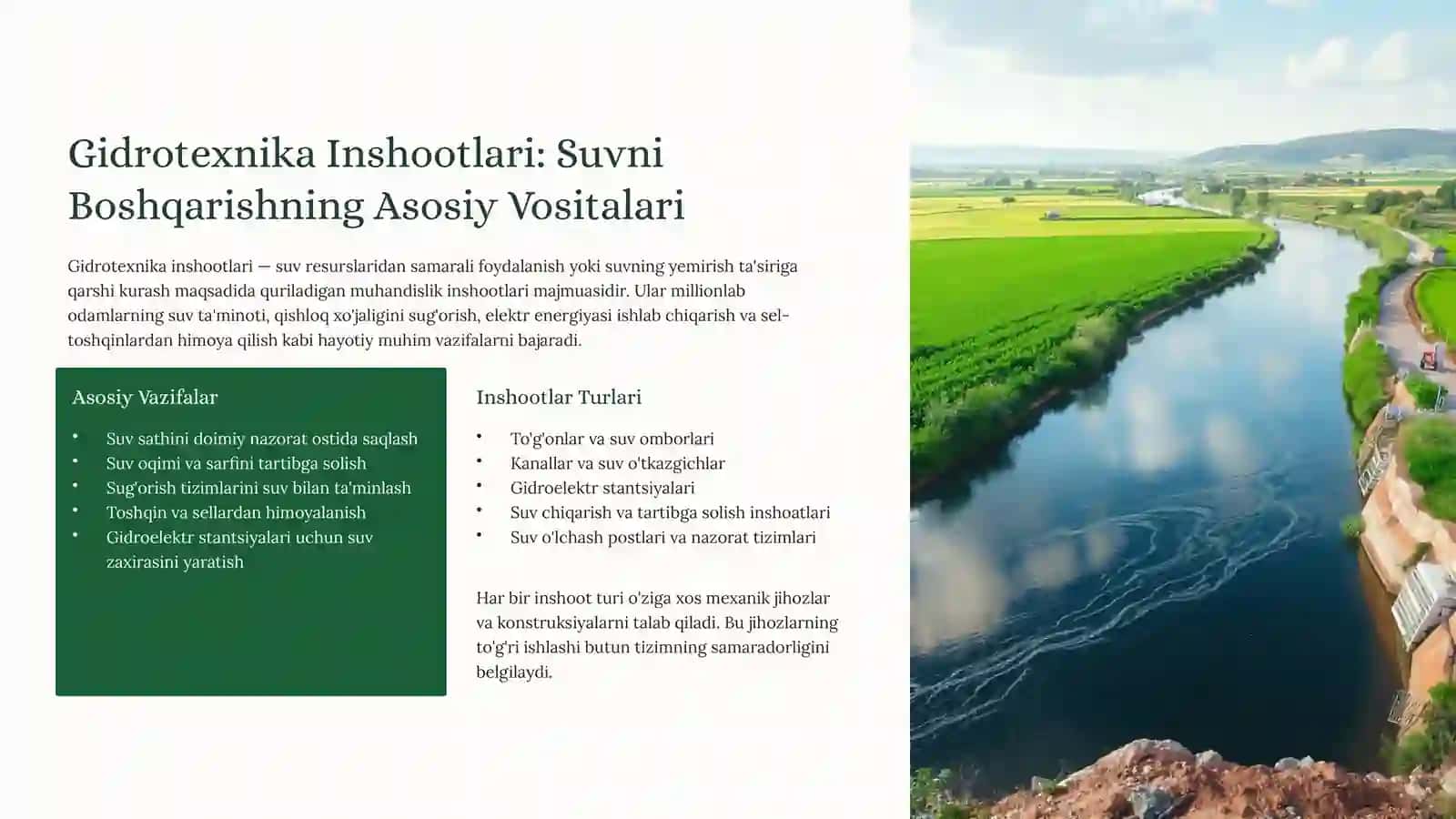 Gidrotexnika Inshootlari: Suvni Boshqarishning Asosiy Vositalari 2