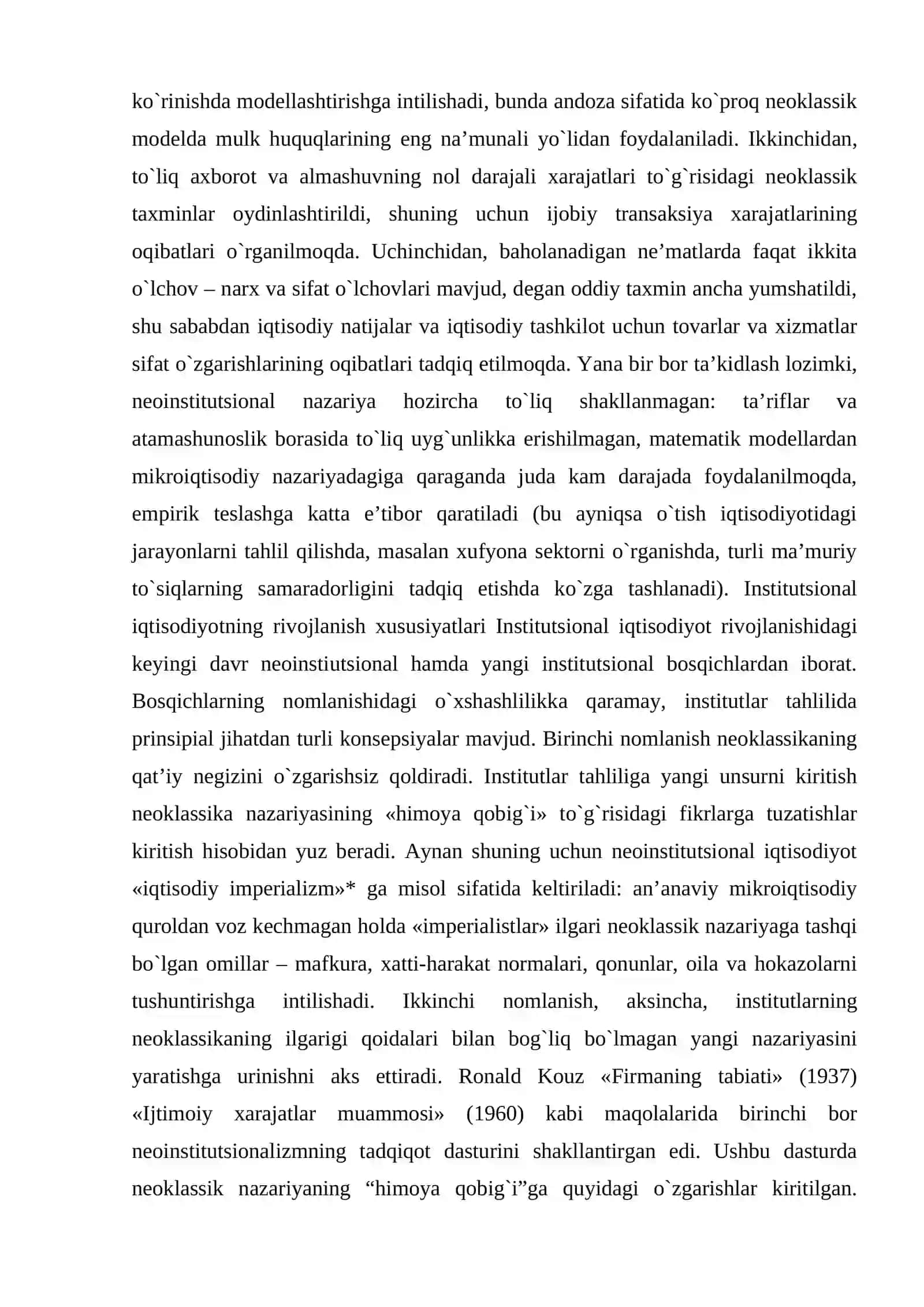 Xufyona iqtisodiyot. Mulkchilik huquqlari nazariyasi va mulkchilik shakllari rivojlanishning evolyutsiyasi 2