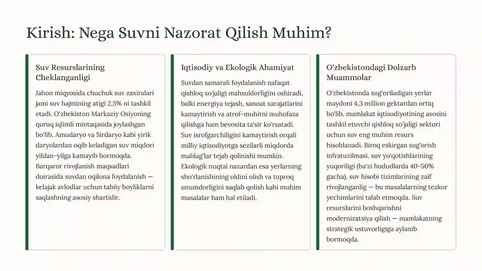 Suvni Hisoblash, O'lchash va NazoratQilishUsullari 2