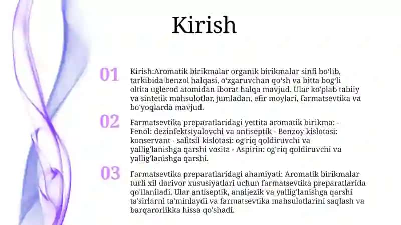 Dorivor Preparatlar Tarkibidagu Yetti A'Zoli Aromatik Birikmalar 2