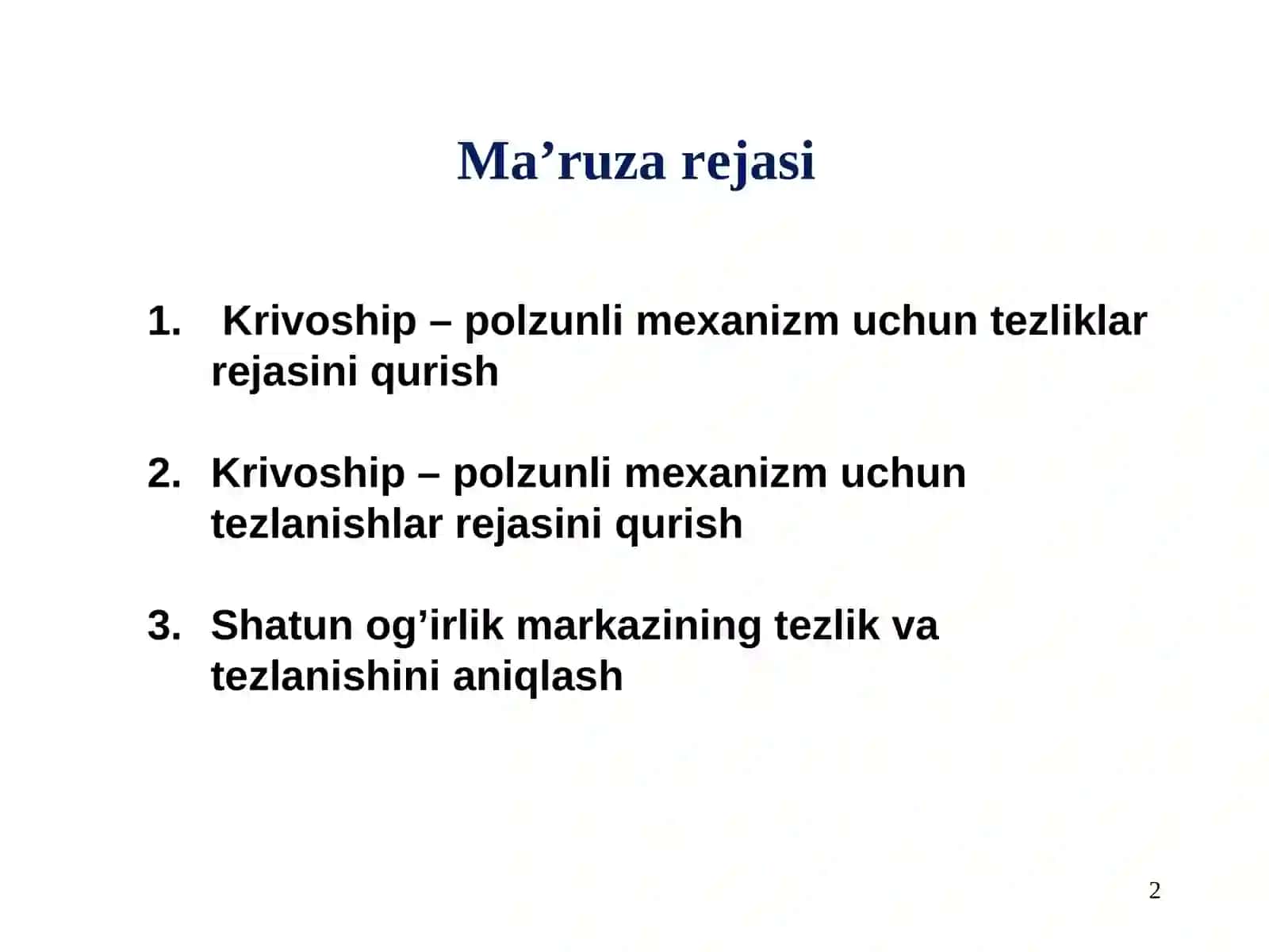 Mashina mexanizmlar nazariyasi 2
