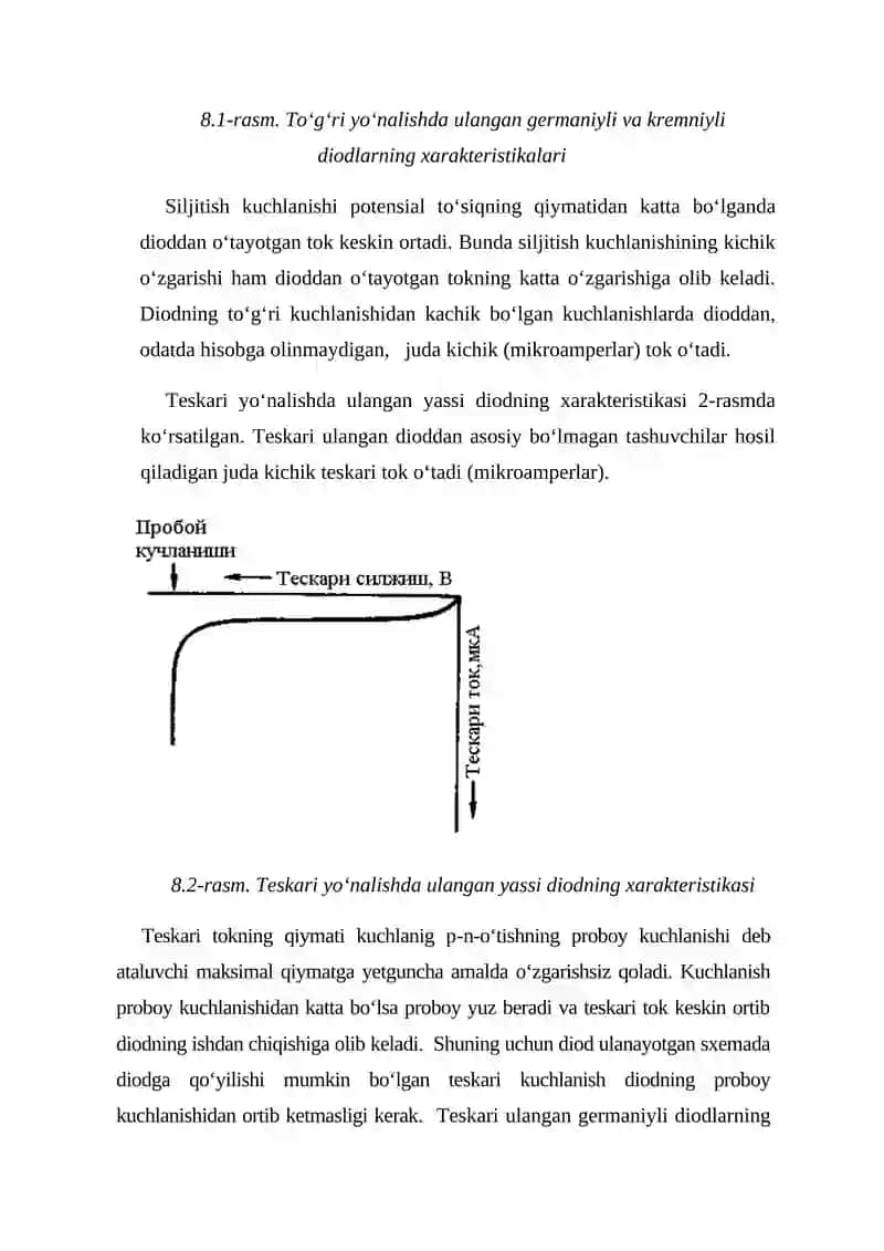 Yarim o‘tkazgichli diod parametrlari va xarakteristikalarini tadqiq etish 2