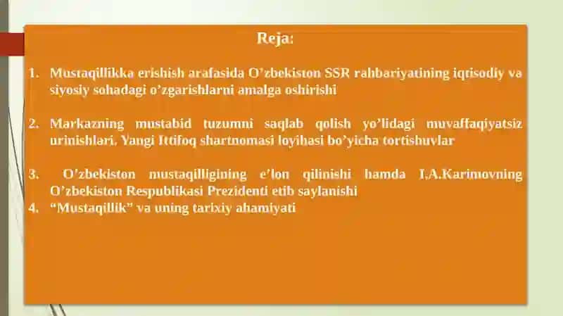 Mustaqil O’zbekiston Respublikasining tashkil topishi va uning tarixiy ahamiyati 2