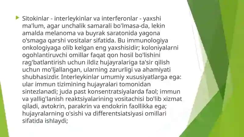 Interferon va sitokinlar, sintezlanishi, taʼsir mehanizmi. 2