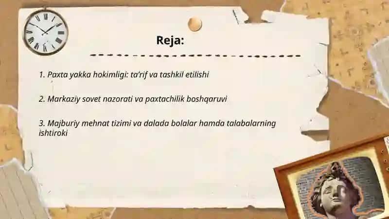 Oʻzbekistondagi 80- 90yillardagi ijtimoiy siyosiy vaziyat paxta yakka hokimligi va qatagʻonliklar 2