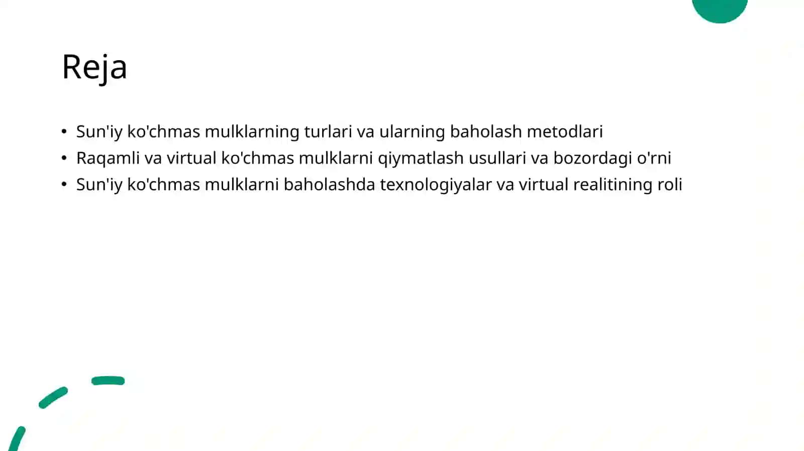 Sun'iy ko'chmas mulklarni ob'ektlarini qiymatini aniqlash 2