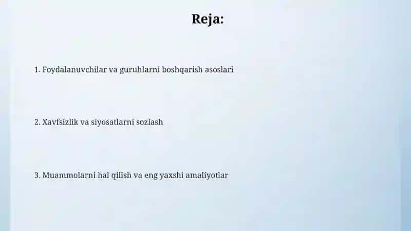 Foydalanuvchilar va guruhlarni boshqarish 2