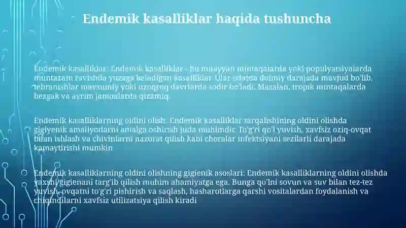 Endemik Kasalliklarning Oldini Olish Gigiyenik Asoslari 2