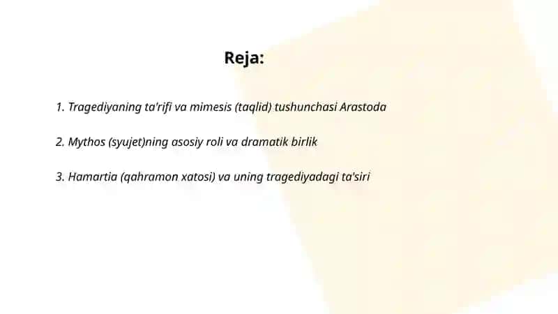 Arastuning poyetika asarida dramma nazariyasining asosiy qoidalari 2