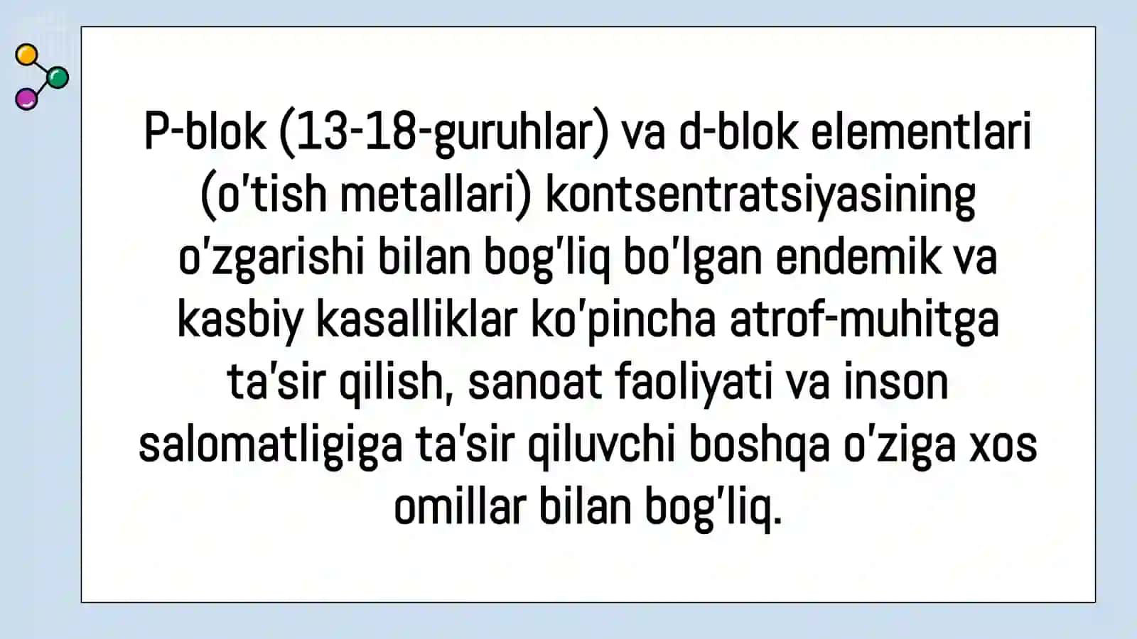 P-blok Elementlari va D-blok Elementlari Endemik Va Kasbiy Kasalliklar 2