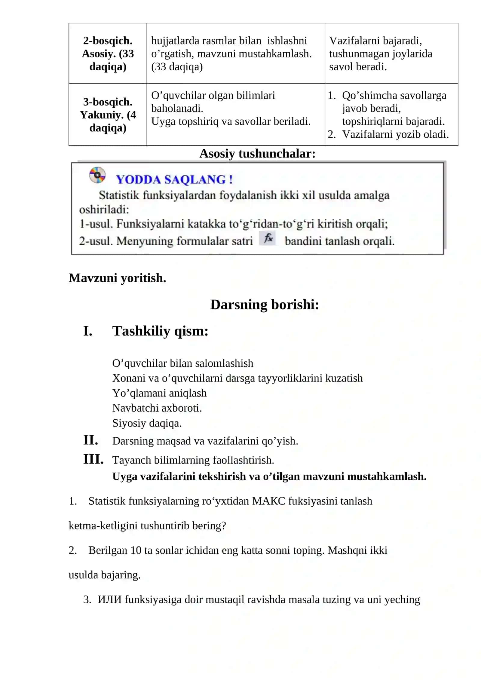 17-DARS. MS EXCEL YORDAMIDA BA’ZI MASALALARNI YECHISH 2