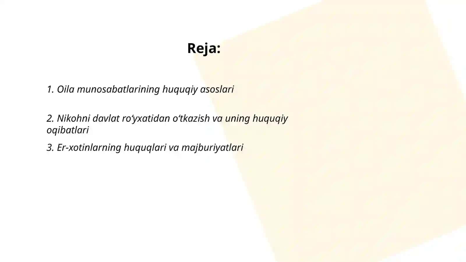 Oila munosabatlarining huquqiy asoslari 2