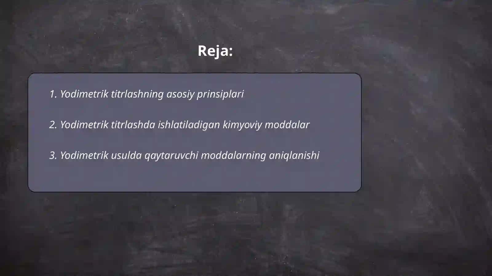 Yodimetrik titrlash usulida qaytaruvchilar va farmatsevtik preparatlarni miqdorlarini aniqlash usullari 2