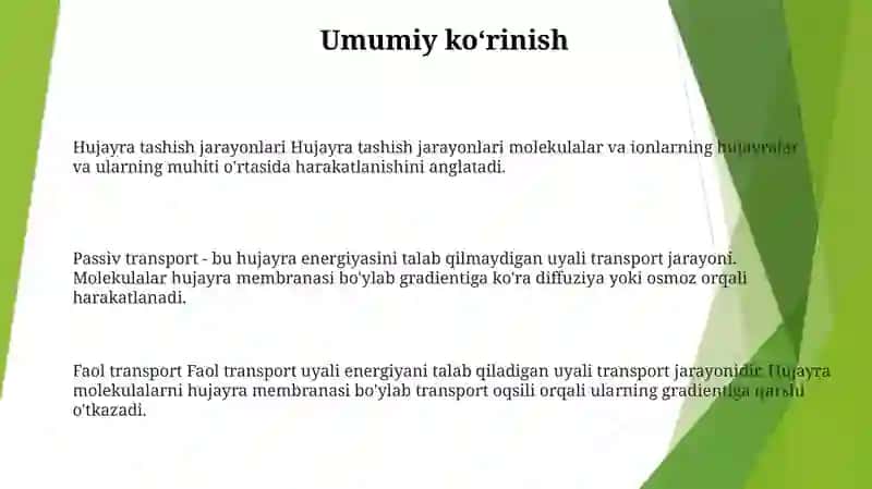 Hujayradagi Transport Jarayonlar 2