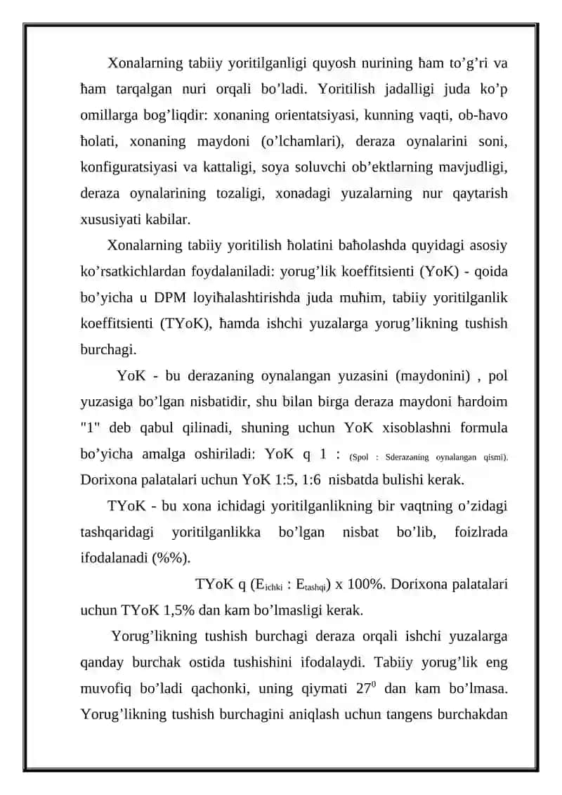Dorixona xonalarining Yoritilishi va Havosi 2