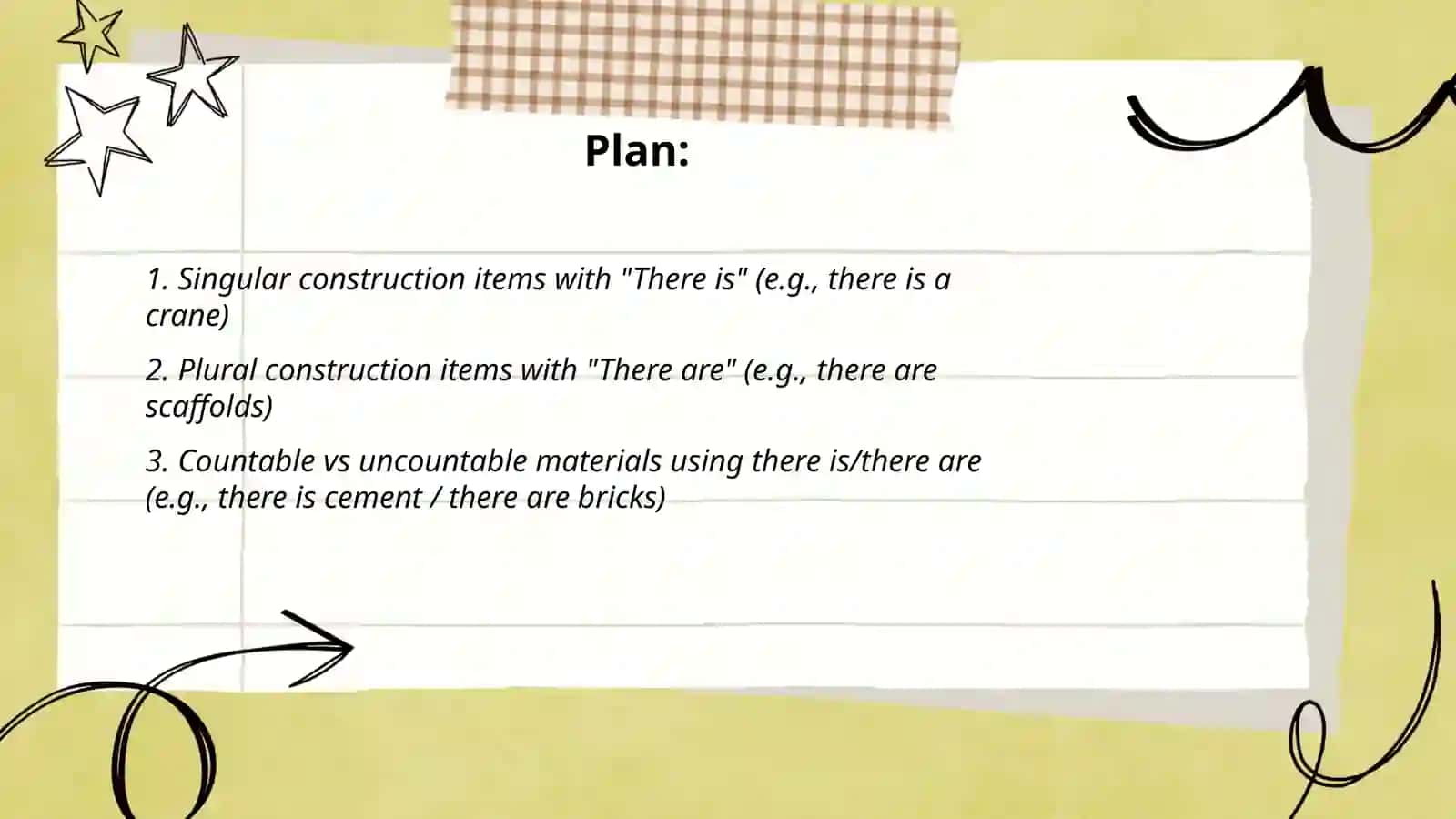 Construction items with "There is" and "There are" 2