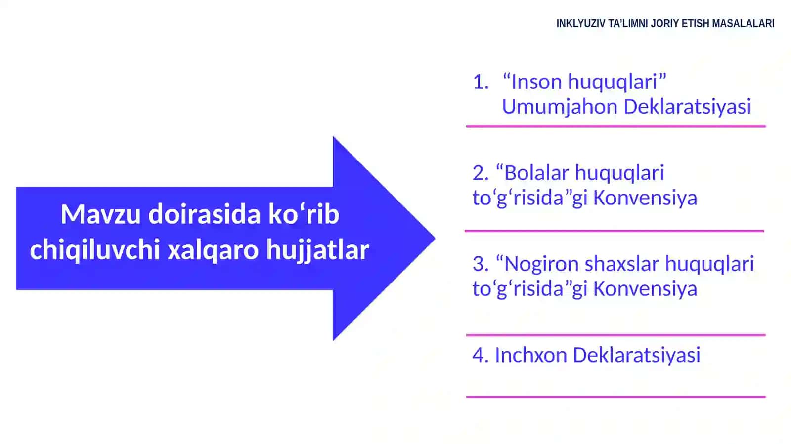 INKLYUZIV TA’LIMNING XALQARO ME’YORIY-HUQUQIY ASOSLARI 2