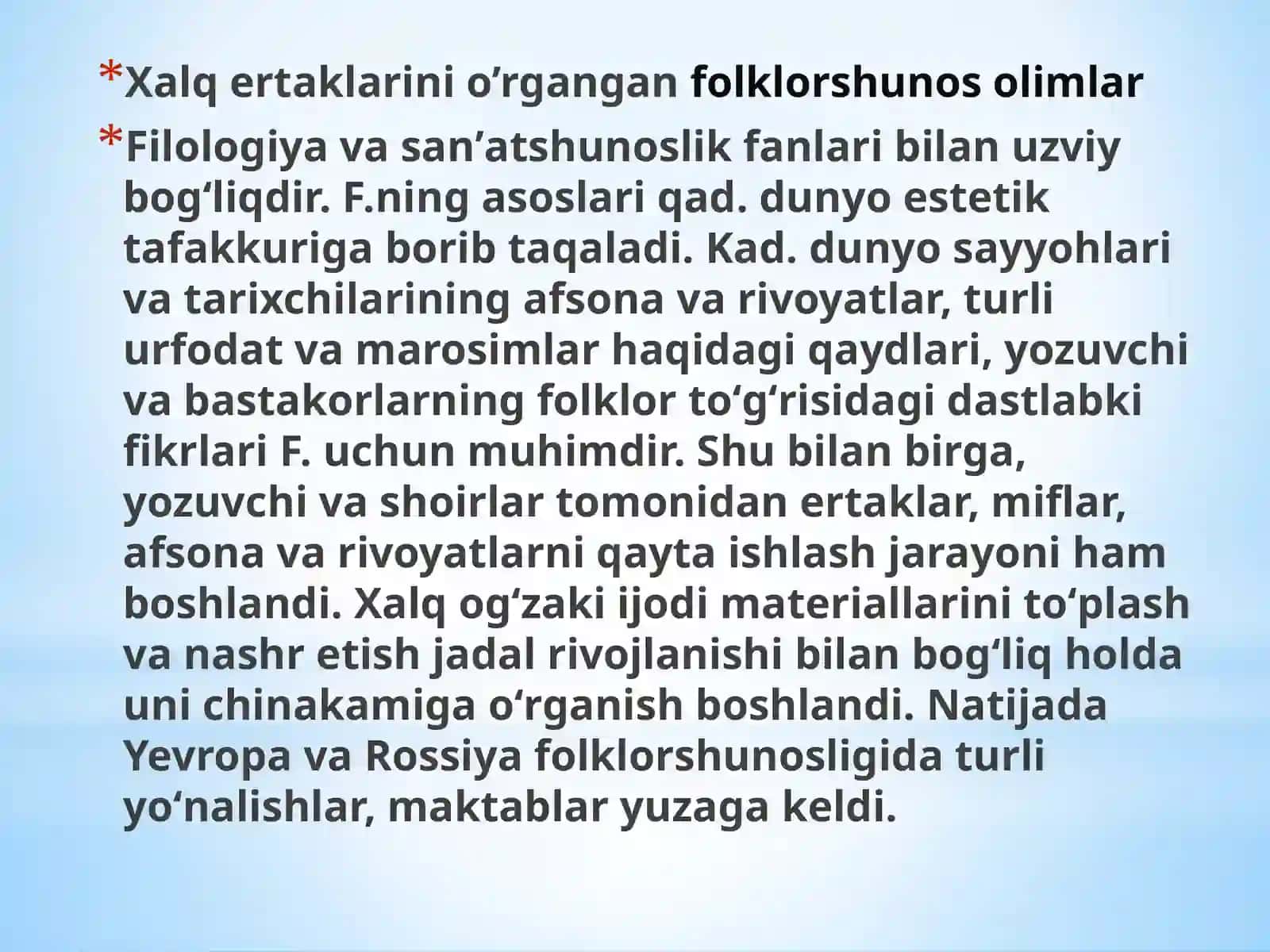 Xalq ertaklarini oʻrgangan  folklorshunos olimlar faoliyati 2
