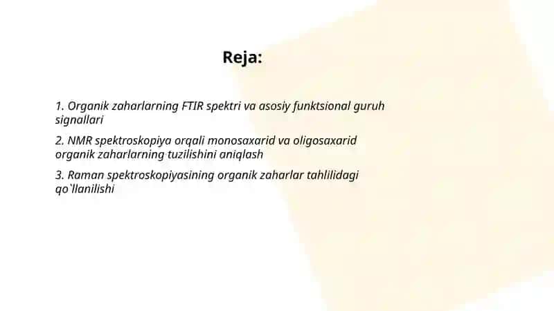 Organik zaharlarning tahlilida spektral usullarni qo`llash 2