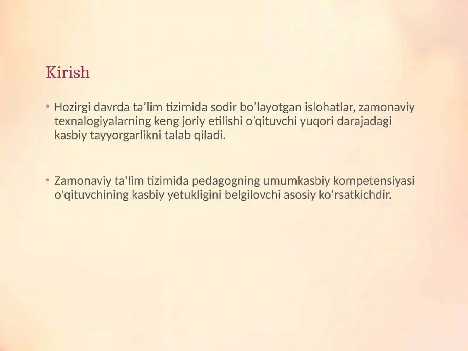 Pedagogikaning umumiy kasbiy kompetensiyasi 2
