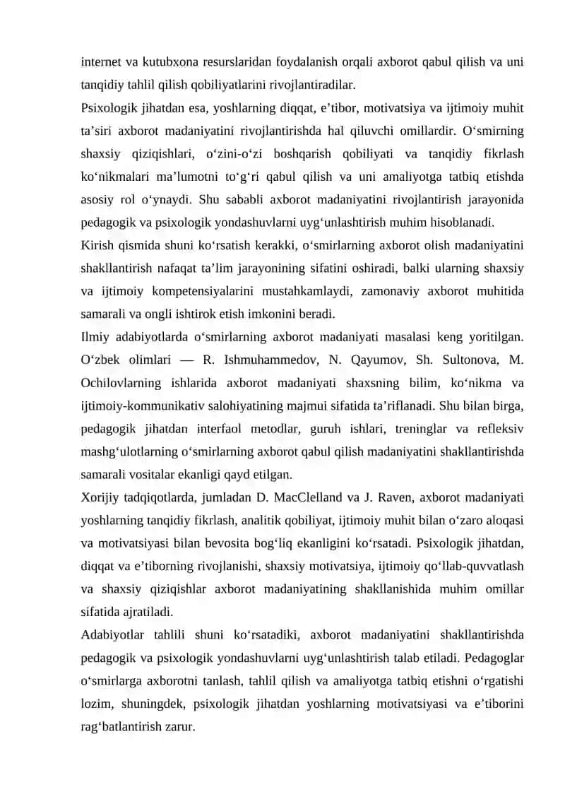 O‘smirlarda axborot olish madaniyatini rivojlantirishning pedagogik va psixologik jihatlari 2