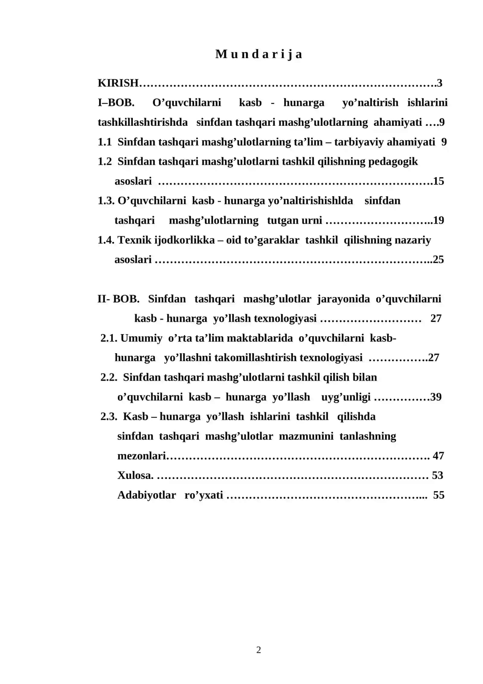 Mehnat ta’limidan sinfdan tashqari mashg’ulotlarni tashkil qilish texnologiyasi 2