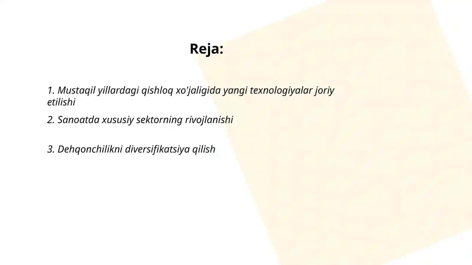 Mustaqil yillarida qishloq xo'jaligi va sanoat sohasidagi o'zgarishlar 2