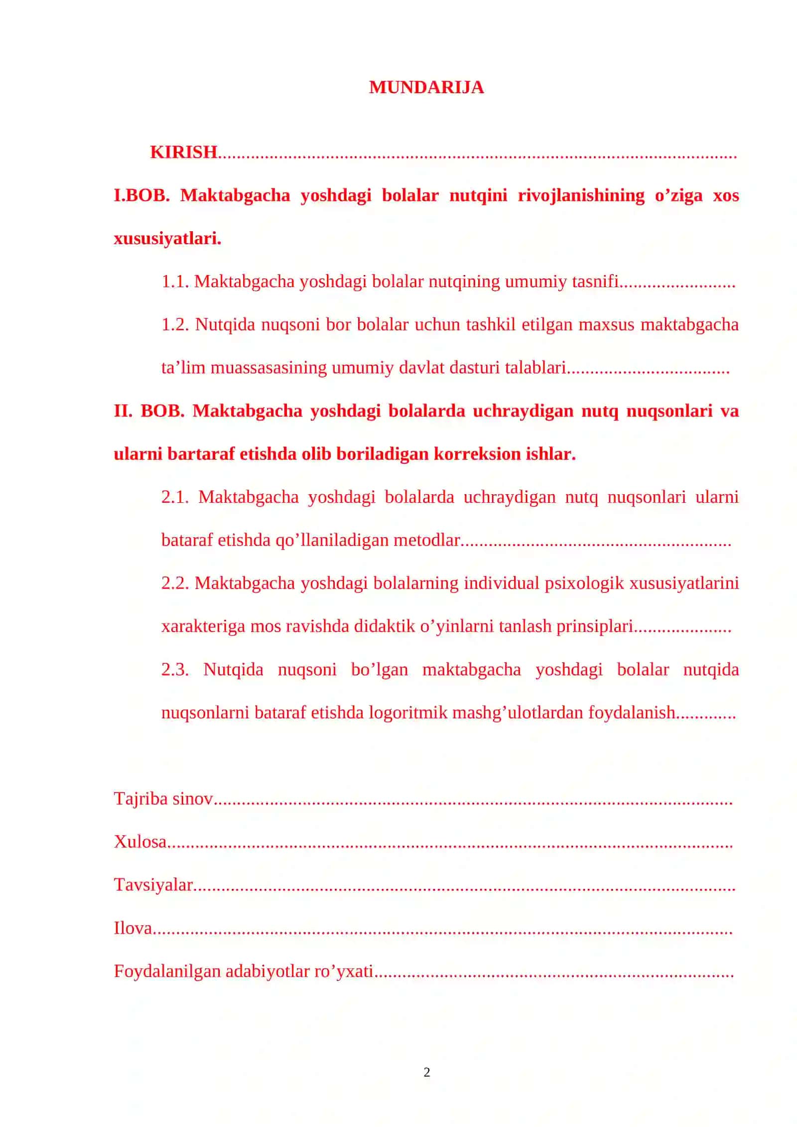 "MAKTABGACHA YOSHDAGI BOLALAR NUTQIDA UCHRAYDIGAN NUQSONLARNI BARTARAF ETISHDA OLIB BORILADIGAN KORREKSION ISHLAR" 2