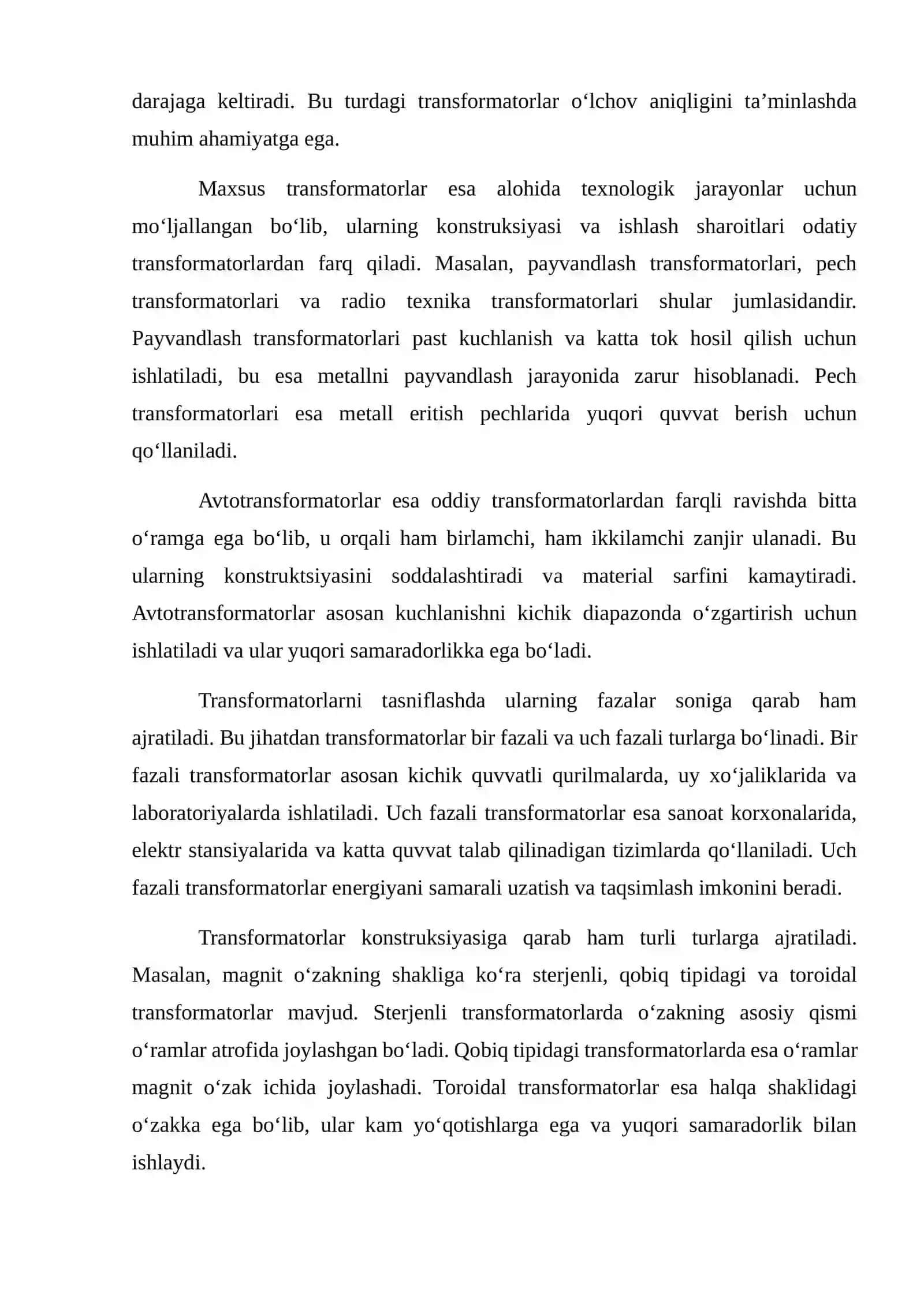 Transformatorlarning turlari, vazifasi va ulardan foydalanish qoidalari 2