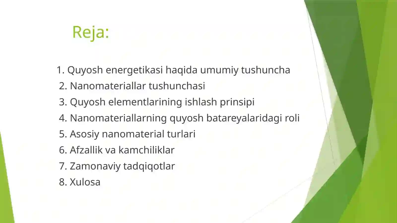 Quyosh energetikasida nanomateriallar | Fizika prezentatsiya PPT 2