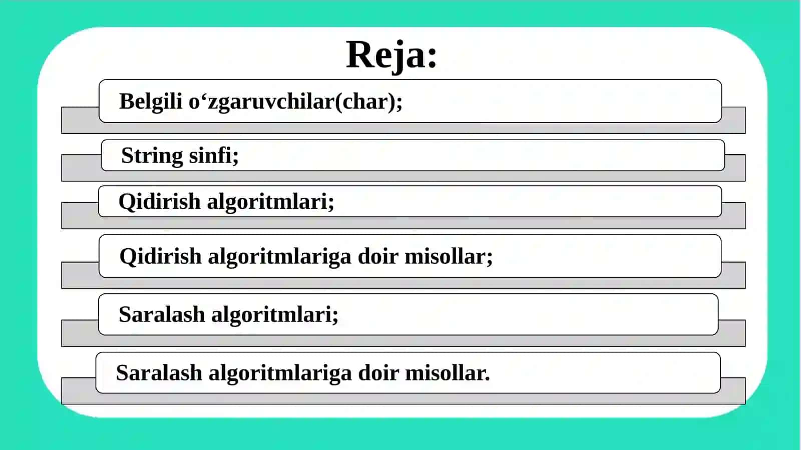 Massiv elementlarini qidirish va saralash algoritmlari 2